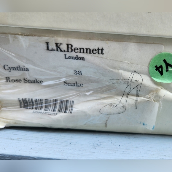 L.K. Bennett dusty pink, snake print leather ankle strap high heel pump in 38 - Picture 16 of 16